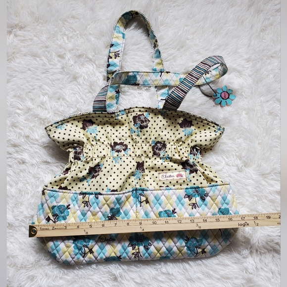 Vintage Y2k Quilted Floral Blue & Yellow Diaper Bag 2 Front Pockets NWOT NOS NDS - Picture 6 of 8